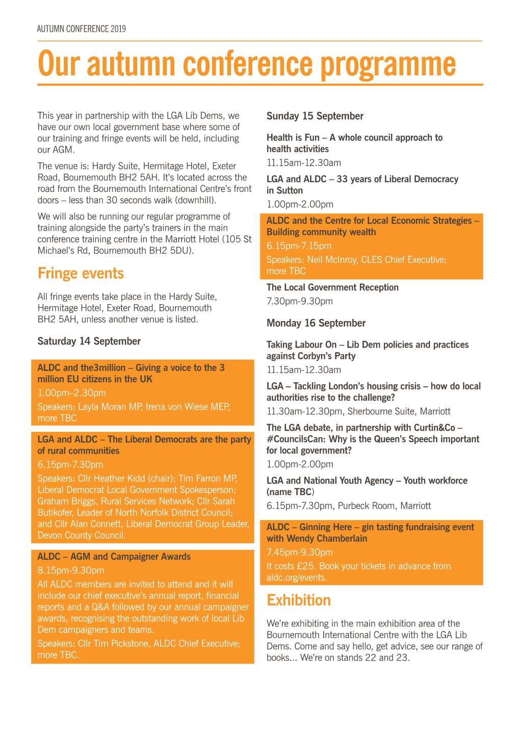 Our Autumn Conference Programme
