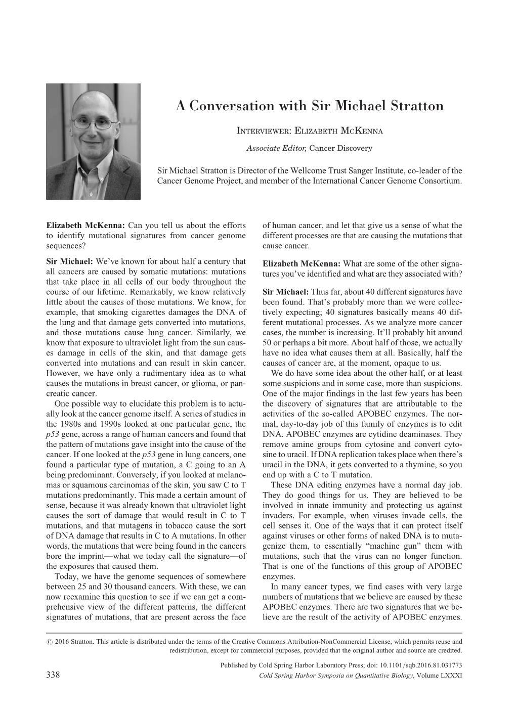 A Conversation with Sir Michael Stratton