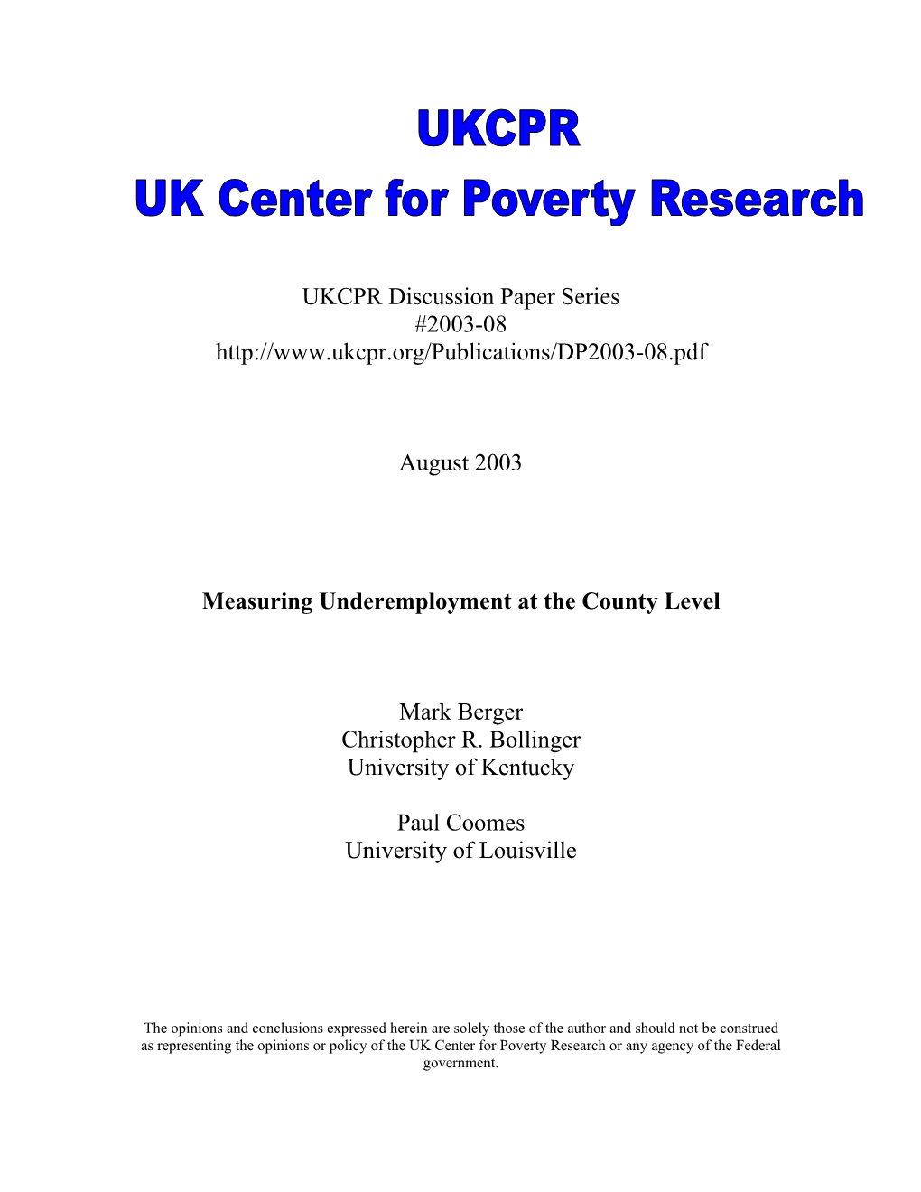 Measuring Underemployment at the County Level