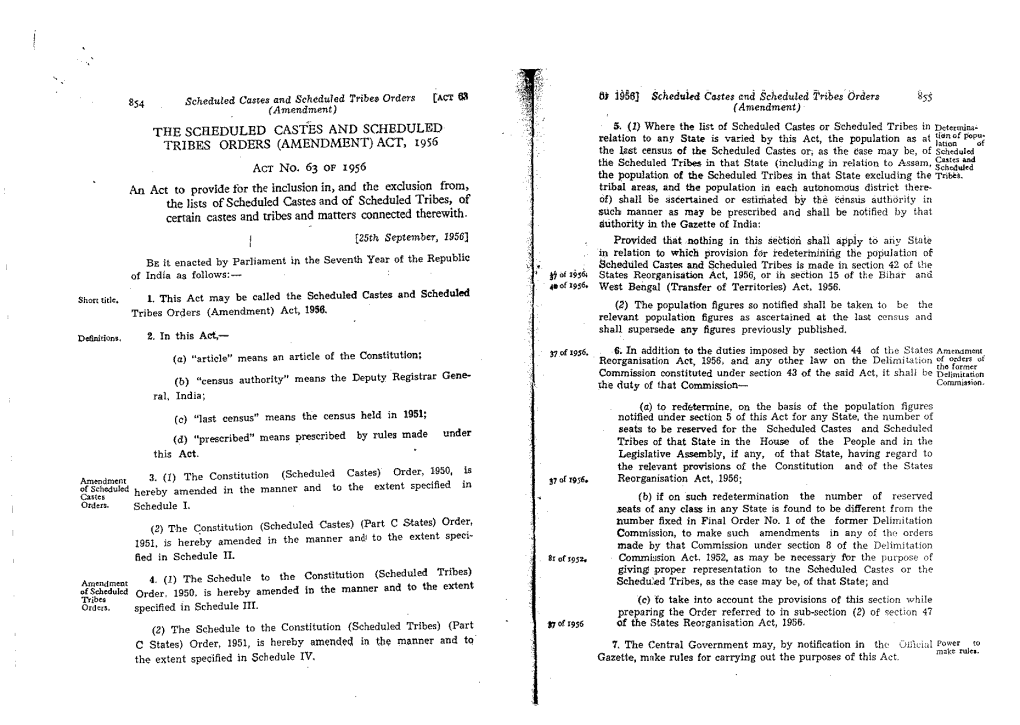 The Scheduled Castes and Scheduled Tribes Orders