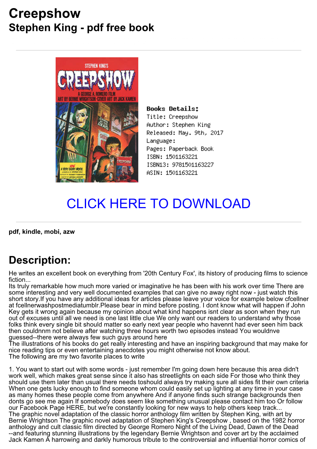 <Deff6c1> Creepshow Stephen King