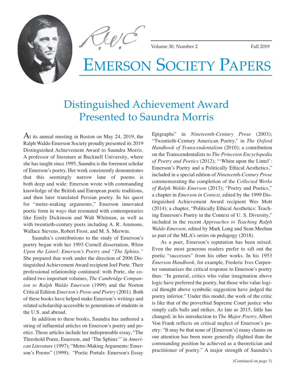 Emerson Society Papers