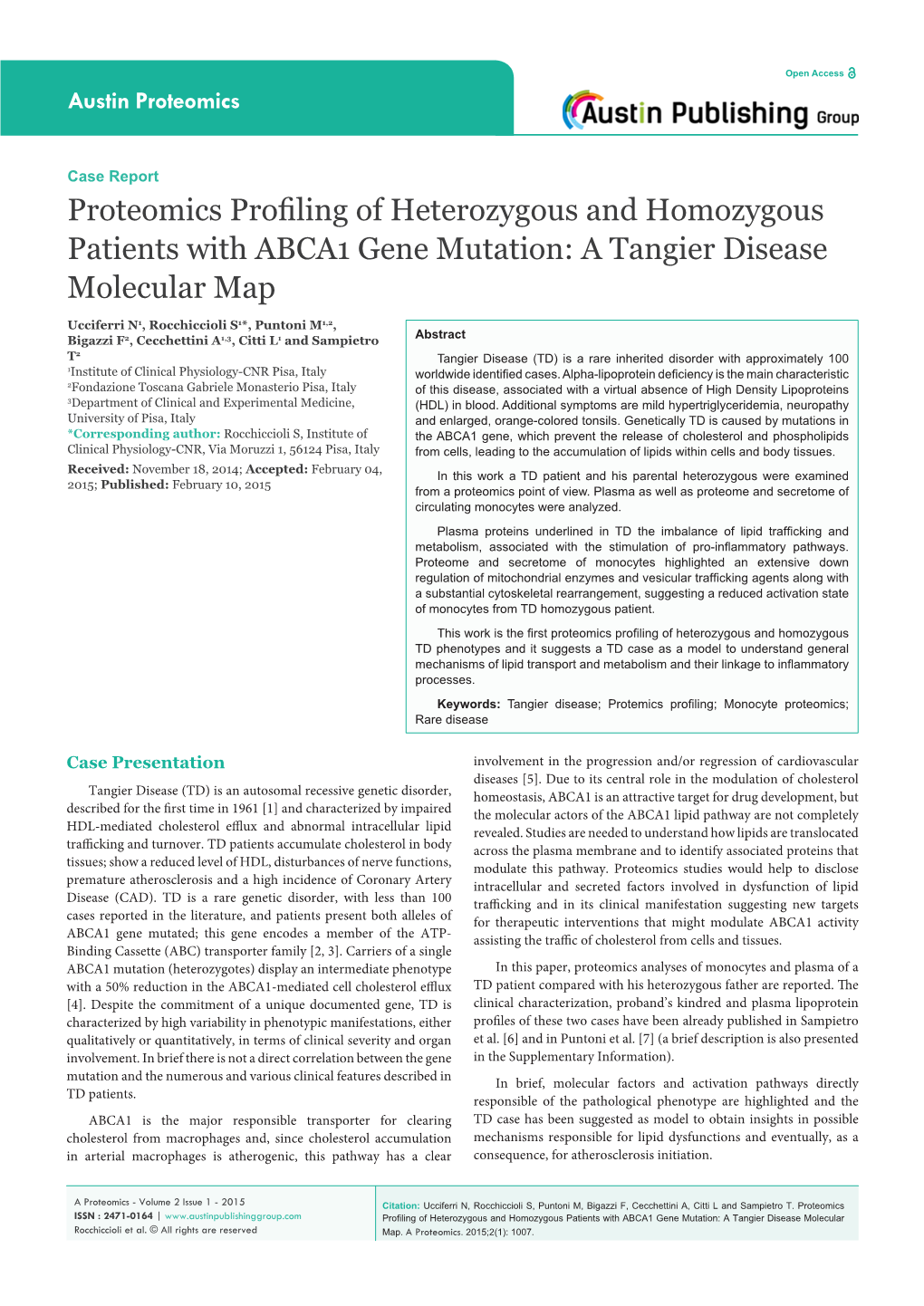 Proteomics Profiling of Heterozygous and Homozygous Patients with ABCA1 Gene Mutation: a Tangier Disease Molecular Map