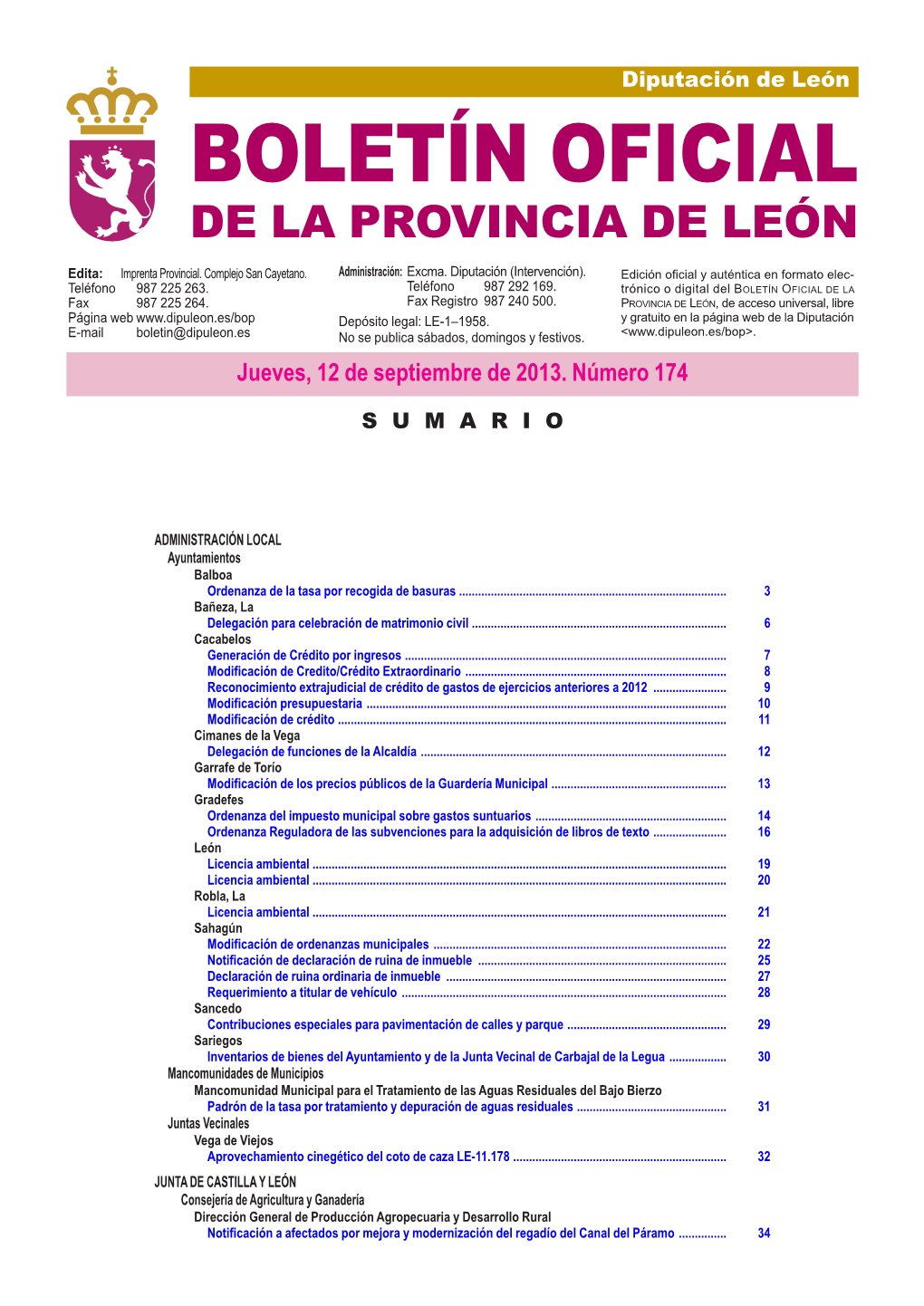 Boletín Oficial De La Provincia De León