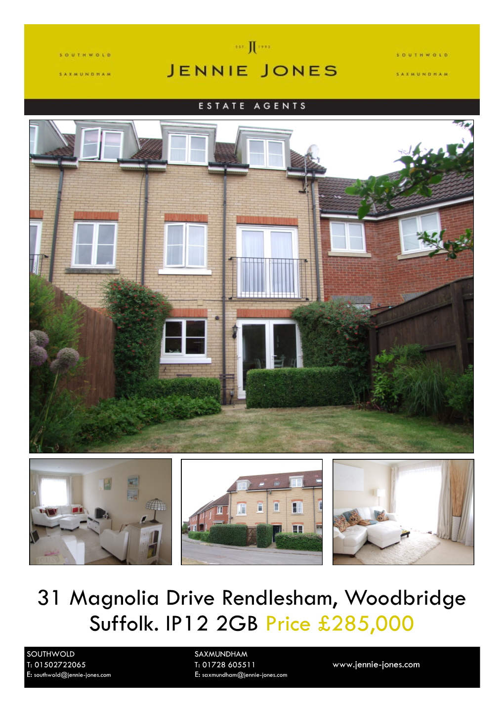 31 Magnolia Drive Rendlesham, Woodbridge Suffolk. IP12 2GB Price £285,000