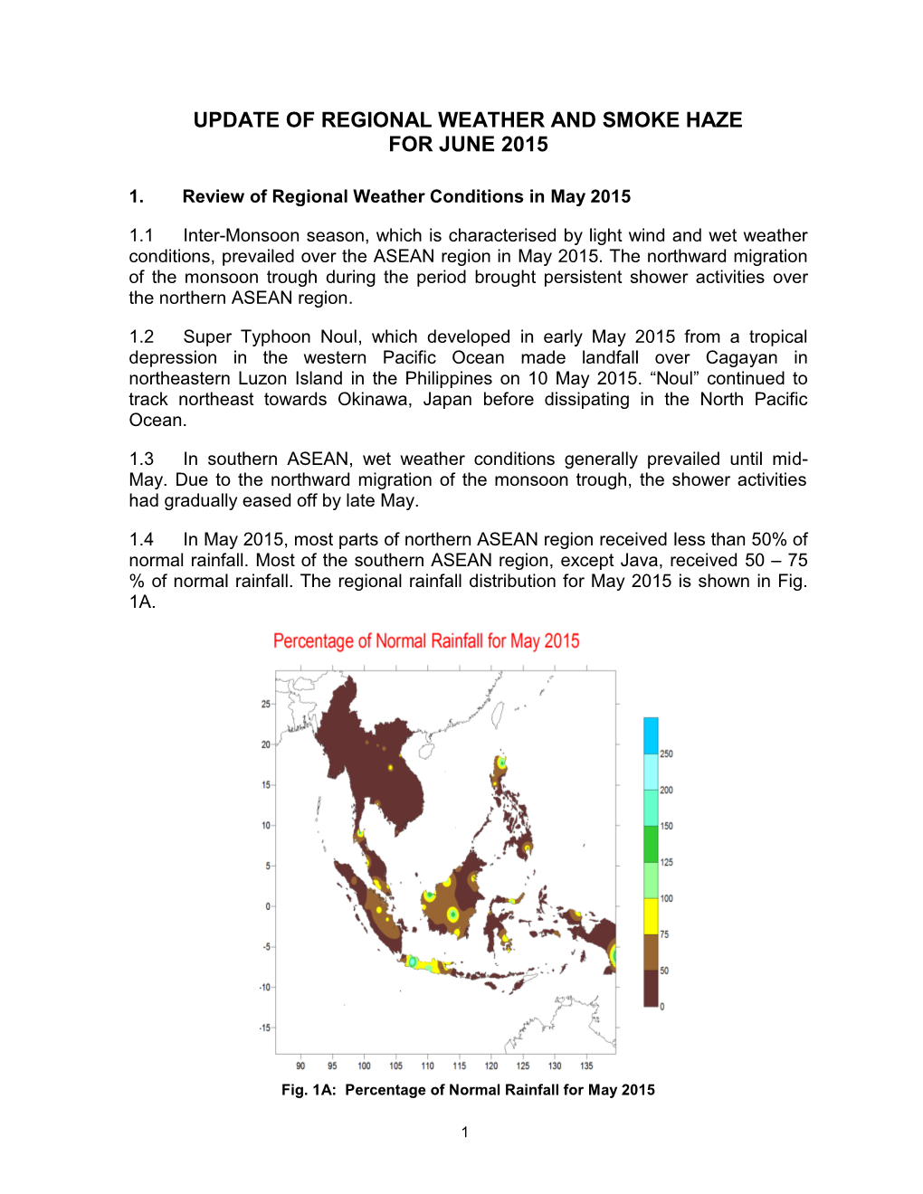 Update of Regional Weather and Smoke Haze for June 2015