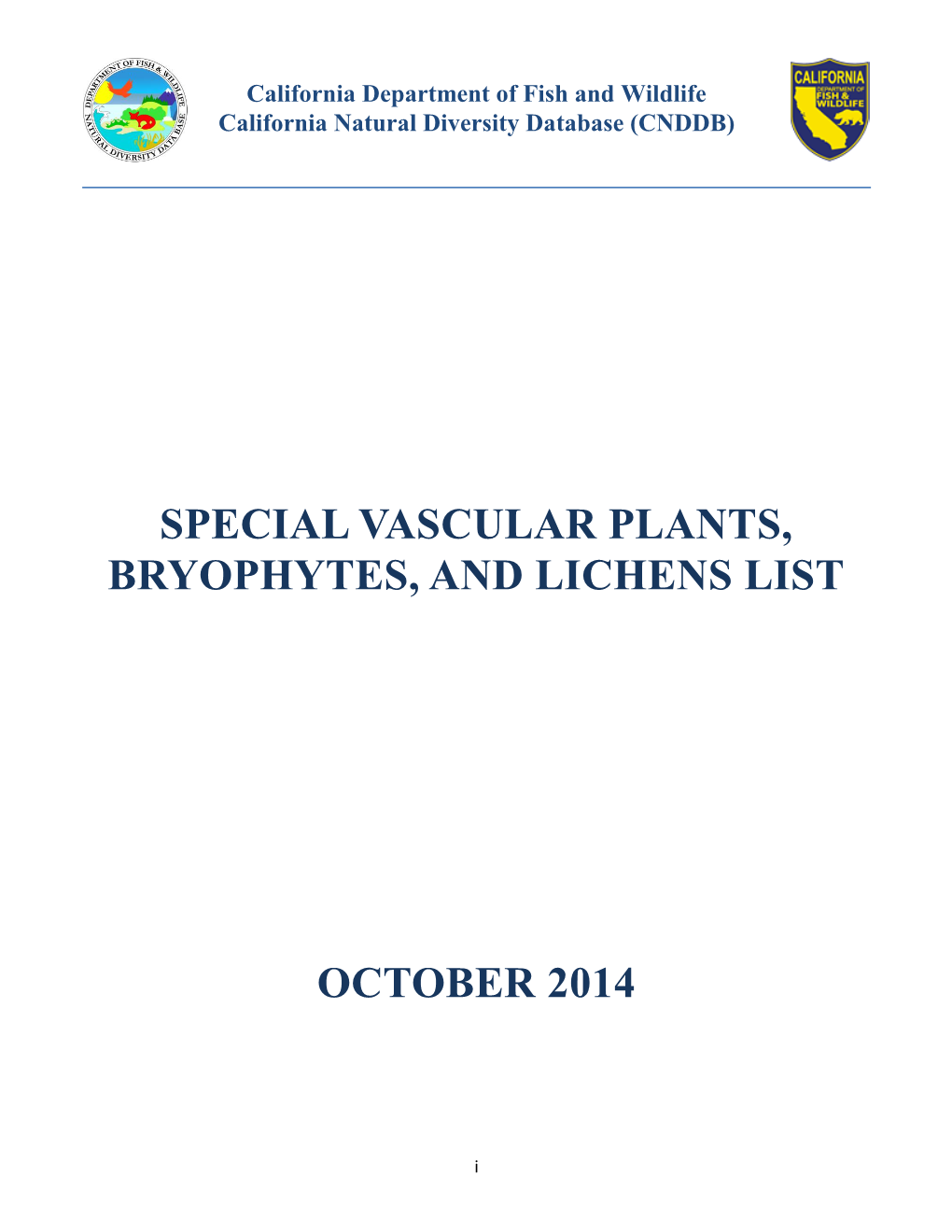 Special Vascular Plants, Bryophytes, and Lichens List