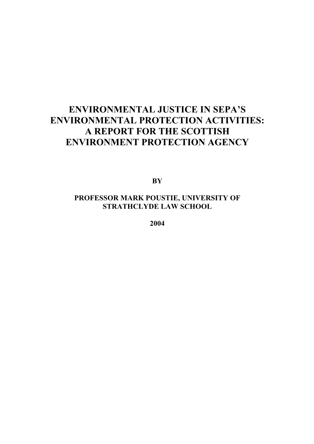 Environmental Justice in SEPA's Environmental Protection Activities
