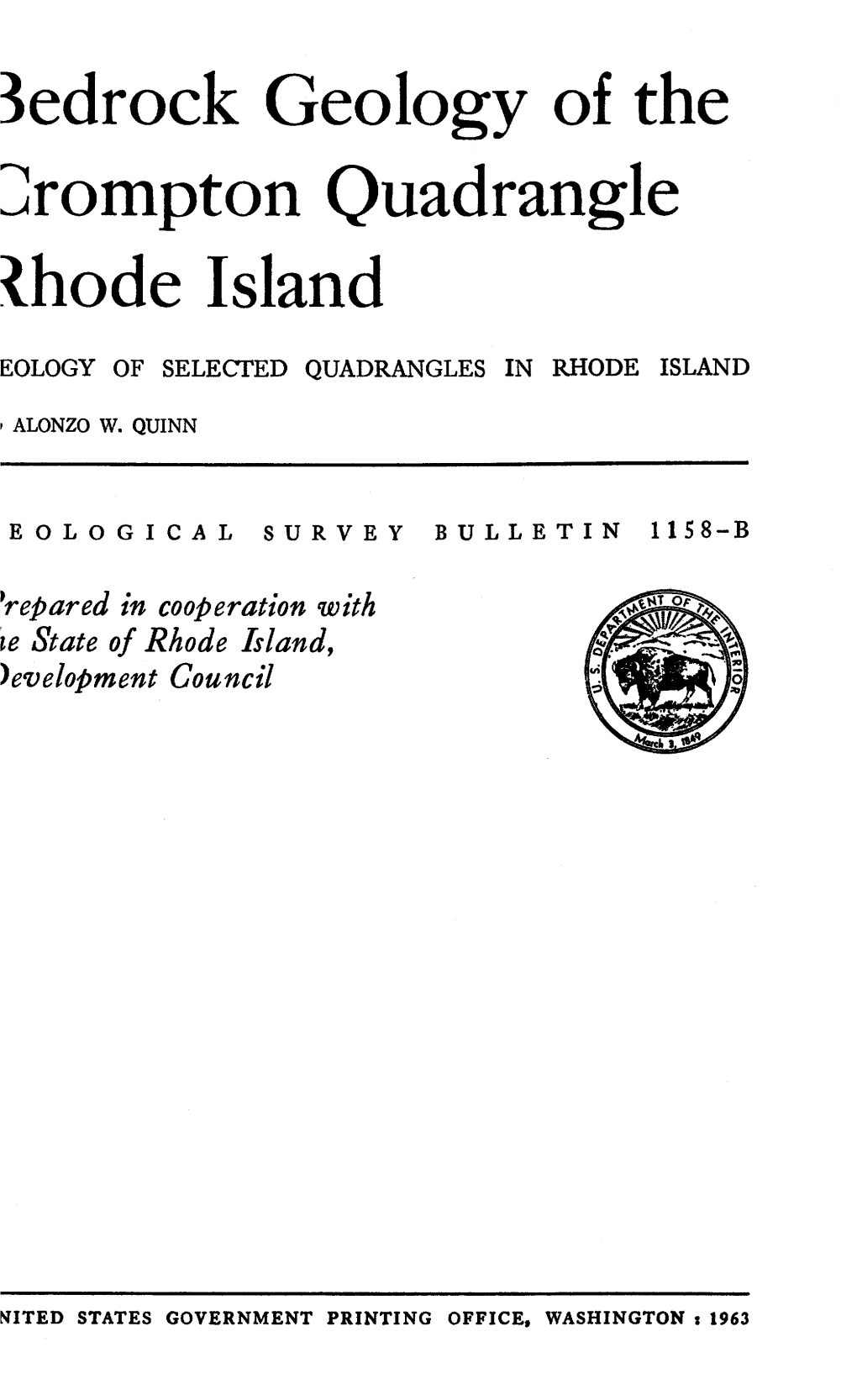 3Edrock Geology of the ~Rompton Quadrangle ~Bode Island