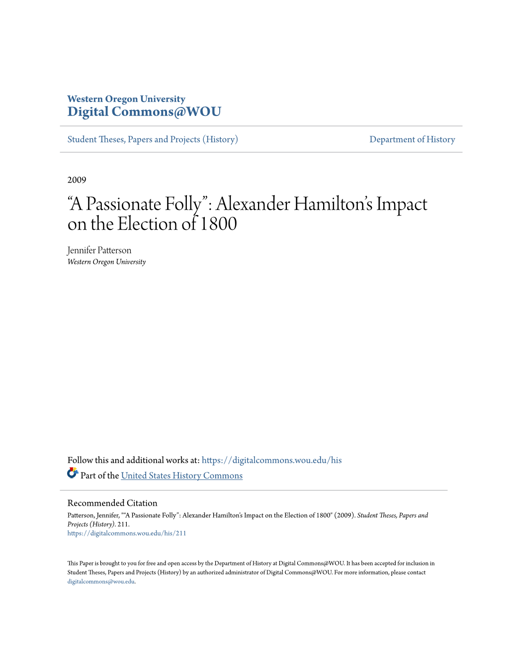 Alexander Hamilton's Impact on the Election of 1800