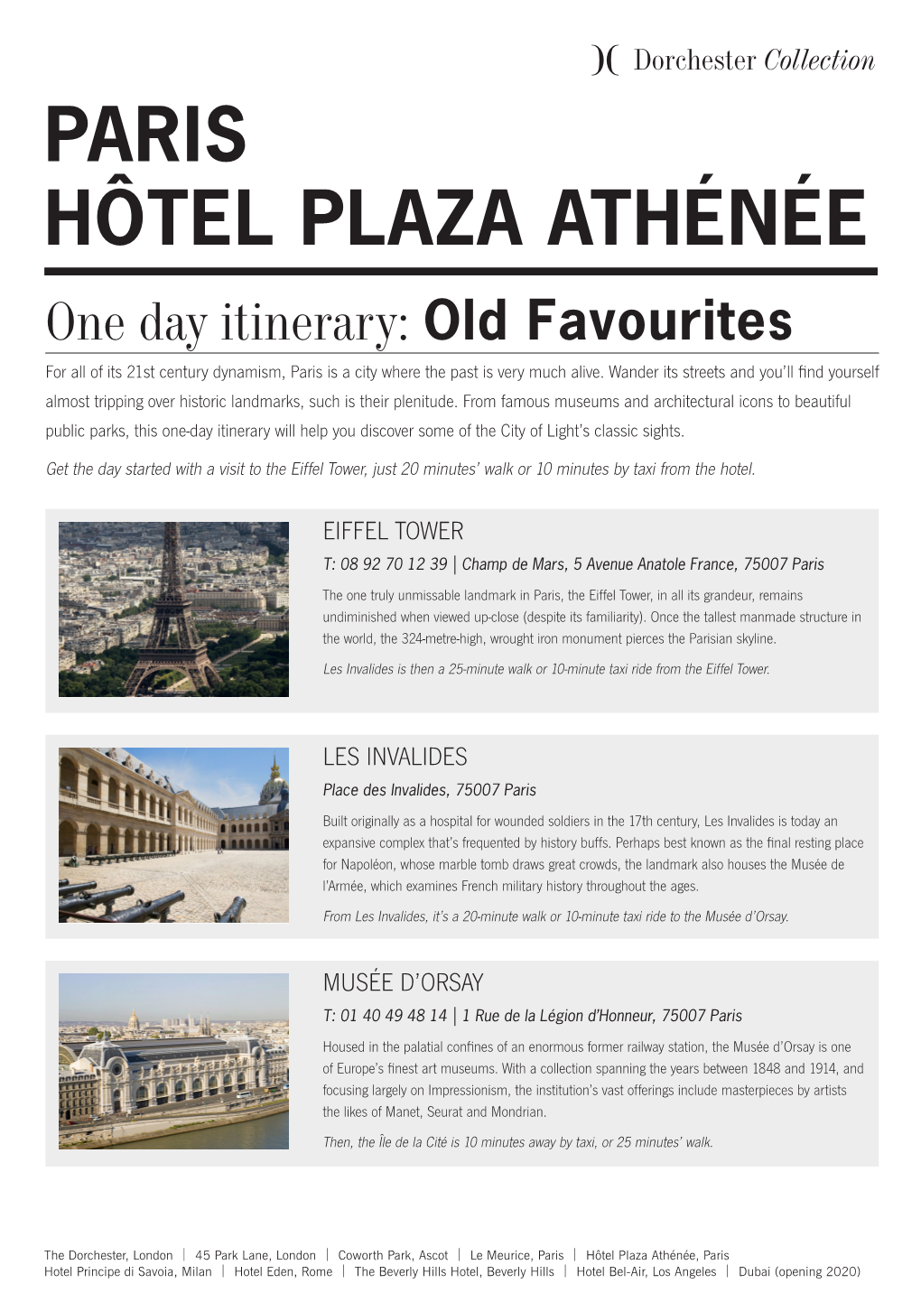 PARIS HÔTEL PLAZA ATHÉNÉE One Day Itinerary: Old Favourites for All of Its 21St Century Dynamism, Paris Is a City Where the Past Is Very Much Alive