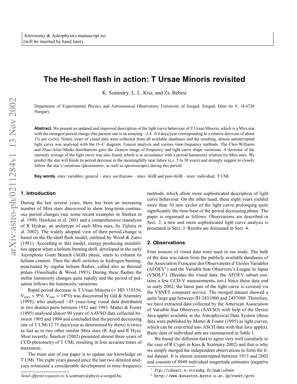 The He-Shell Flash in Action: T Ursae Minoris Revisited