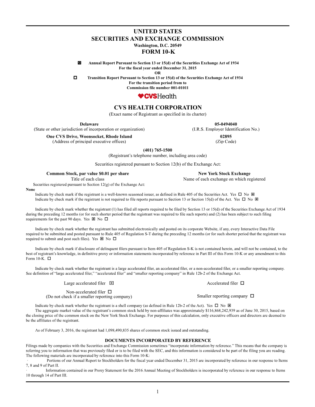 United States Securities and Exchange Commission Form