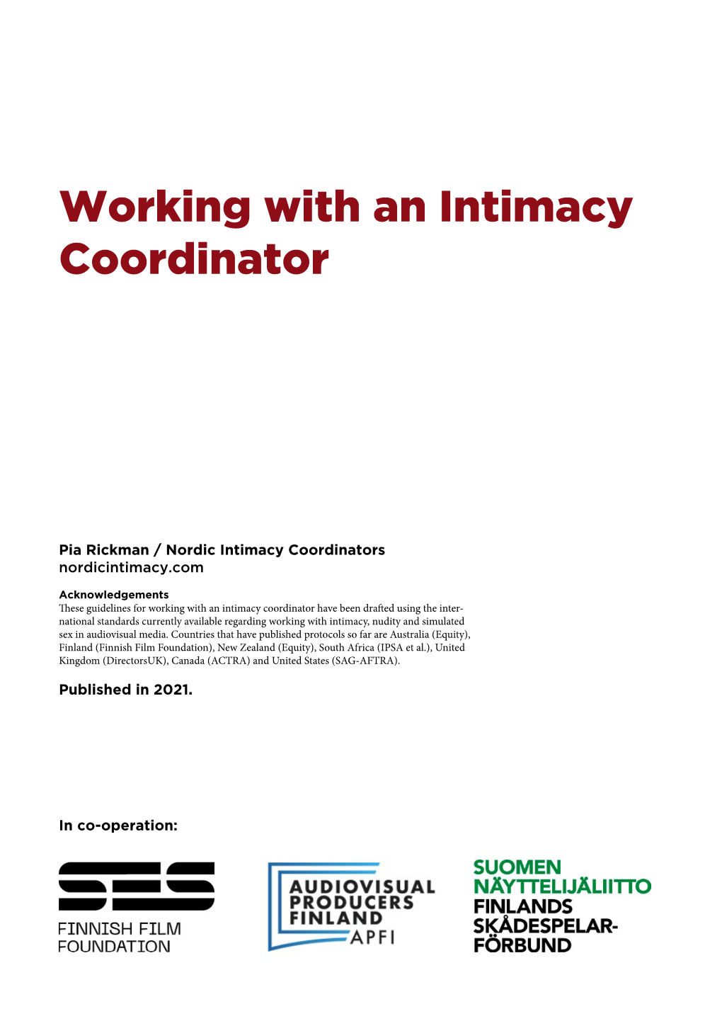 Working with an Intimacy Coordinator