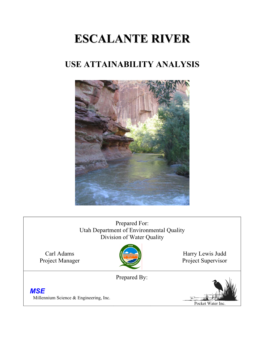 Escalante River Watershed Use Attainability Analysis