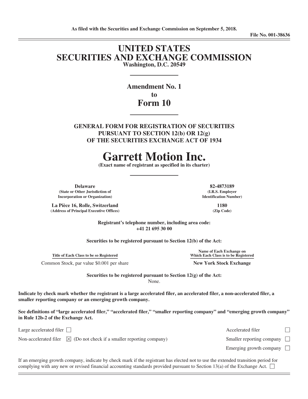 Garrett Motion Inc. (Exact Name of Registrant As Specified in Its Charter)