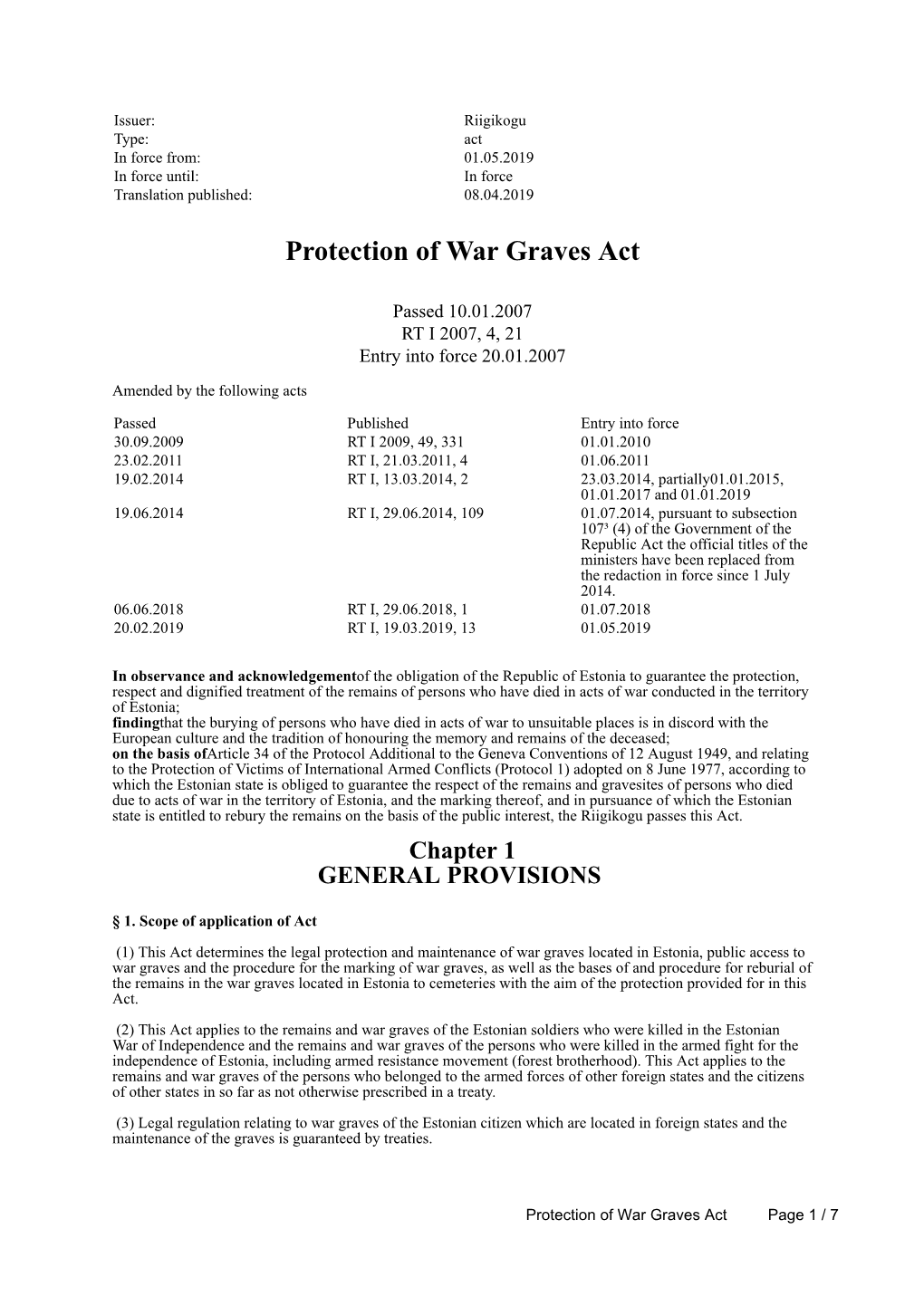 Protection of War Graves Act