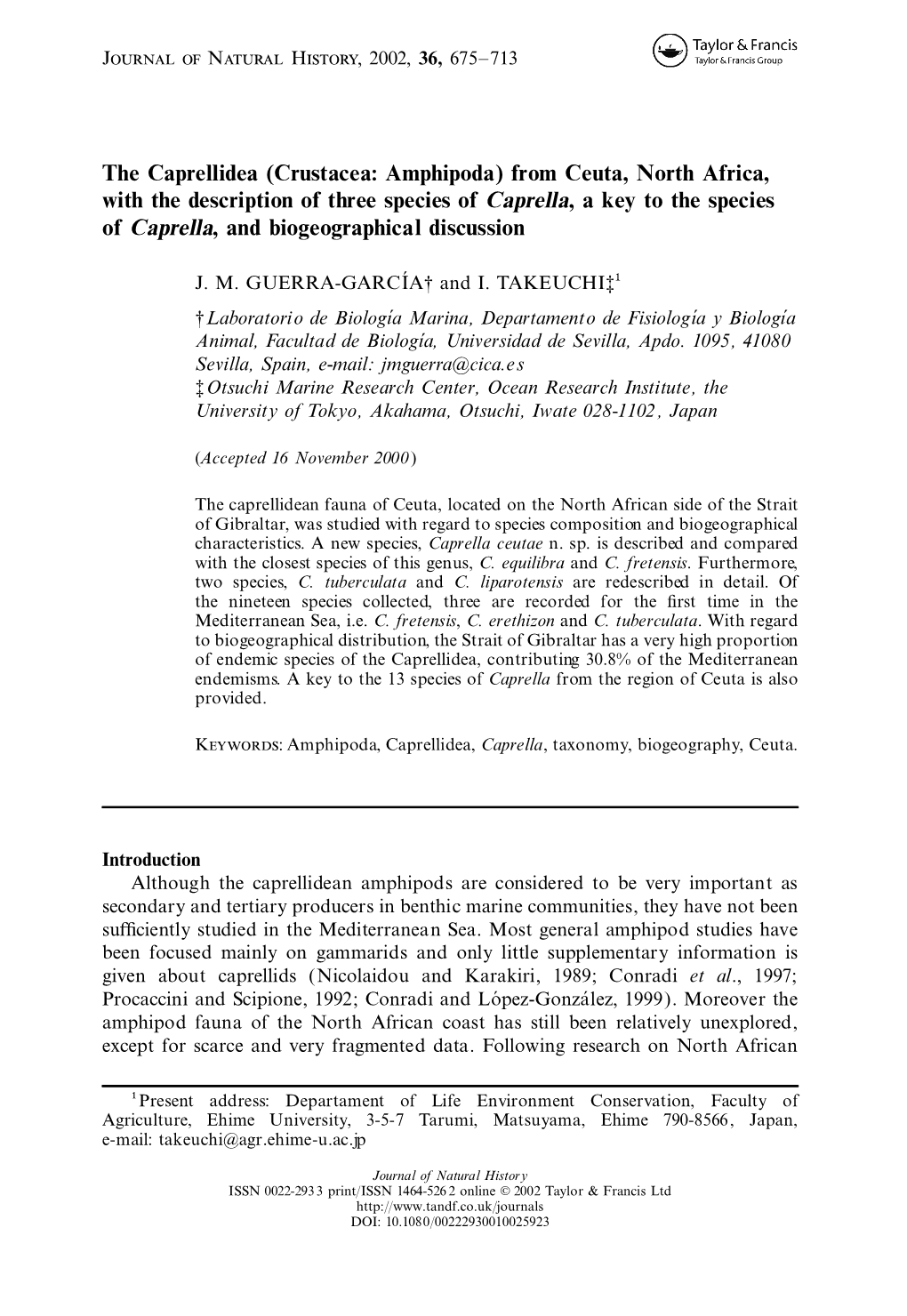 The Caprellidea (Crustacea: Amphipoda)