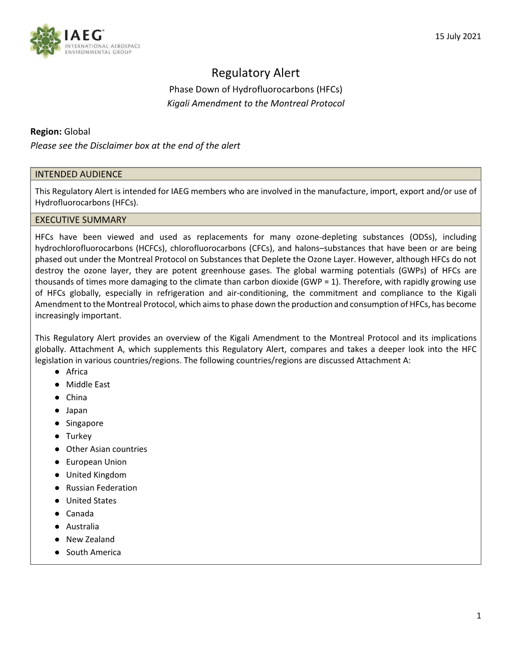 Kigali Amendment and Global HFC Regulations