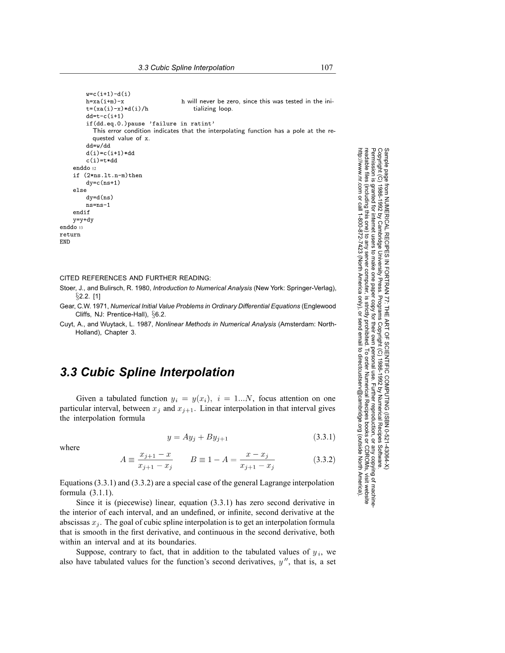 3.3 Cubic Spline Interpolation 107