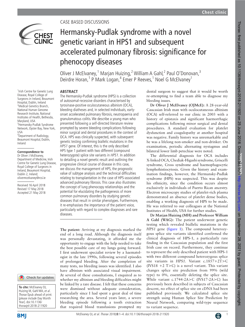 Hermansky-Pudlak Syndrome with a Novel Genetic Variant in HPS1 And