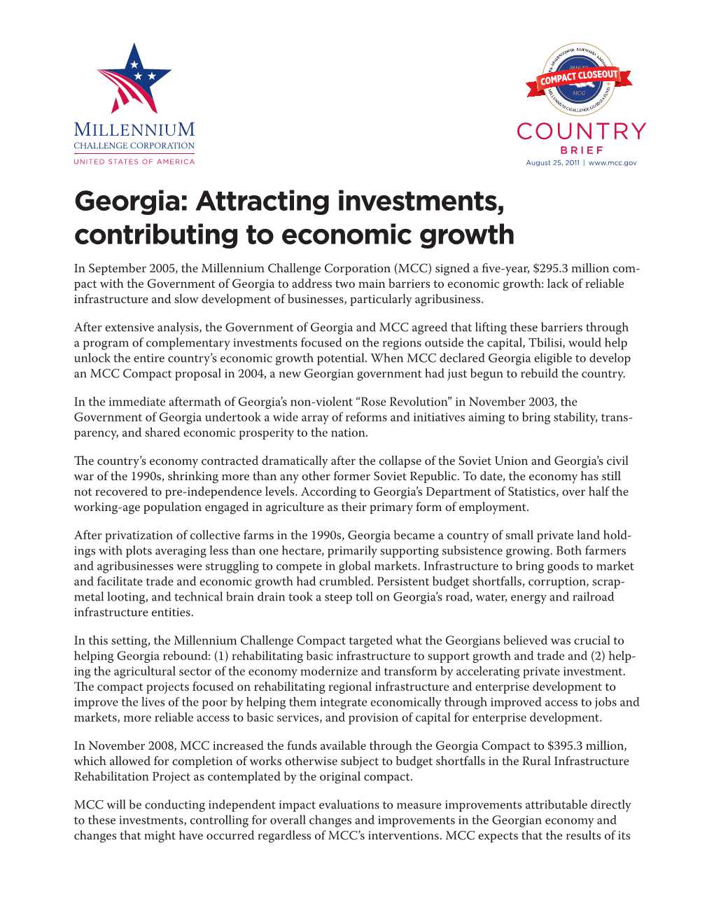 Georgia: Attracting Investments, Contributing to Economic Growth