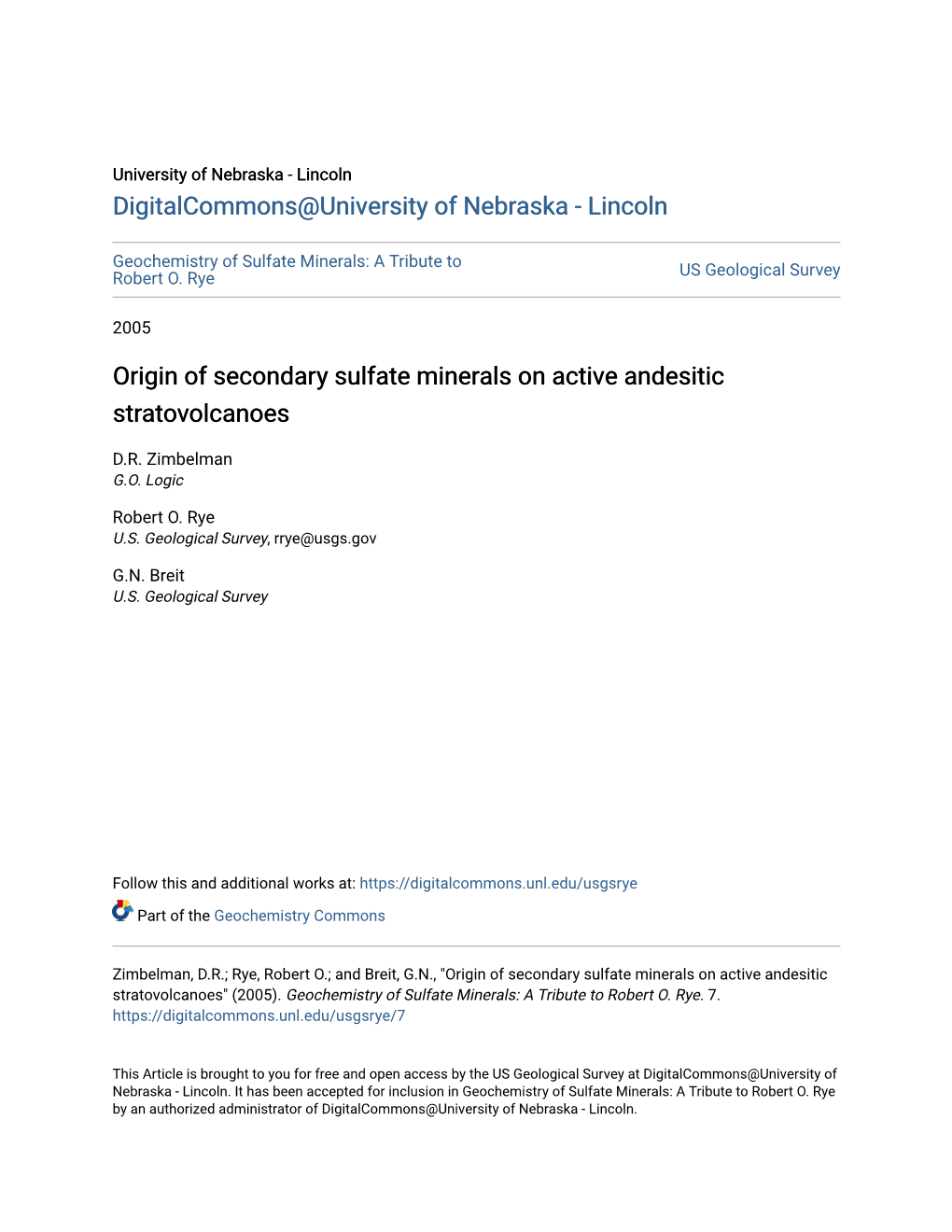 Origin of Secondary Sulfate Minerals on Active Andesitic Stratovolcanoes