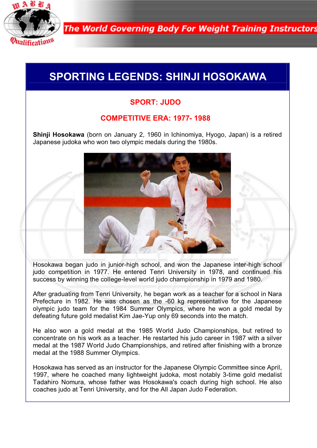 Sporting Legends: Shinji Hosokawa