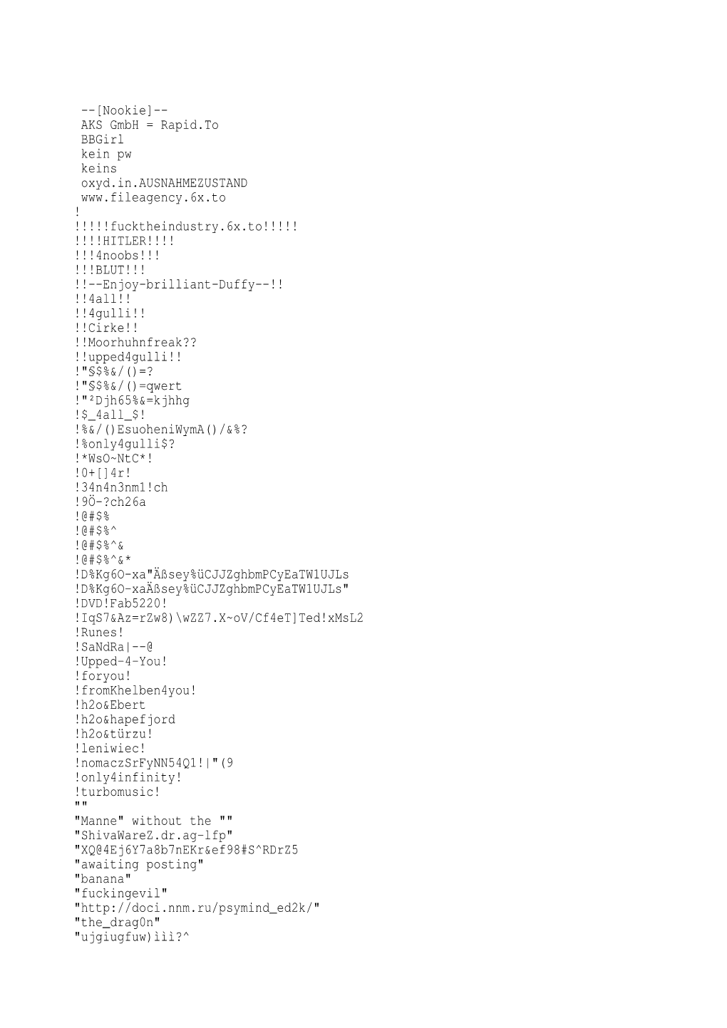 [Nookie]-- AKS Gmbh = Rapid.To Bbgirl Kein Pw Keins Oxyd