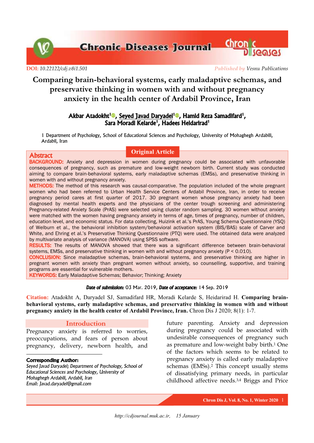 Comparing Brain-Behavioral Systems, Early Maladaptive Schemas, And