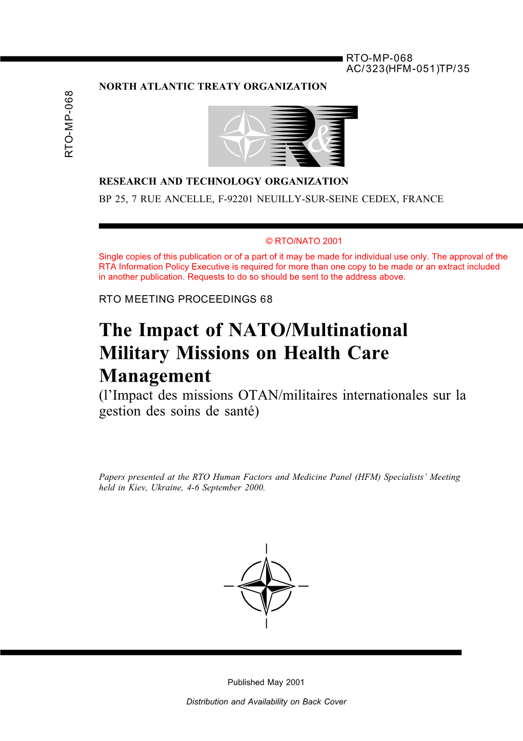 The Impact of NATO/Multinational Military Missions on Health Care