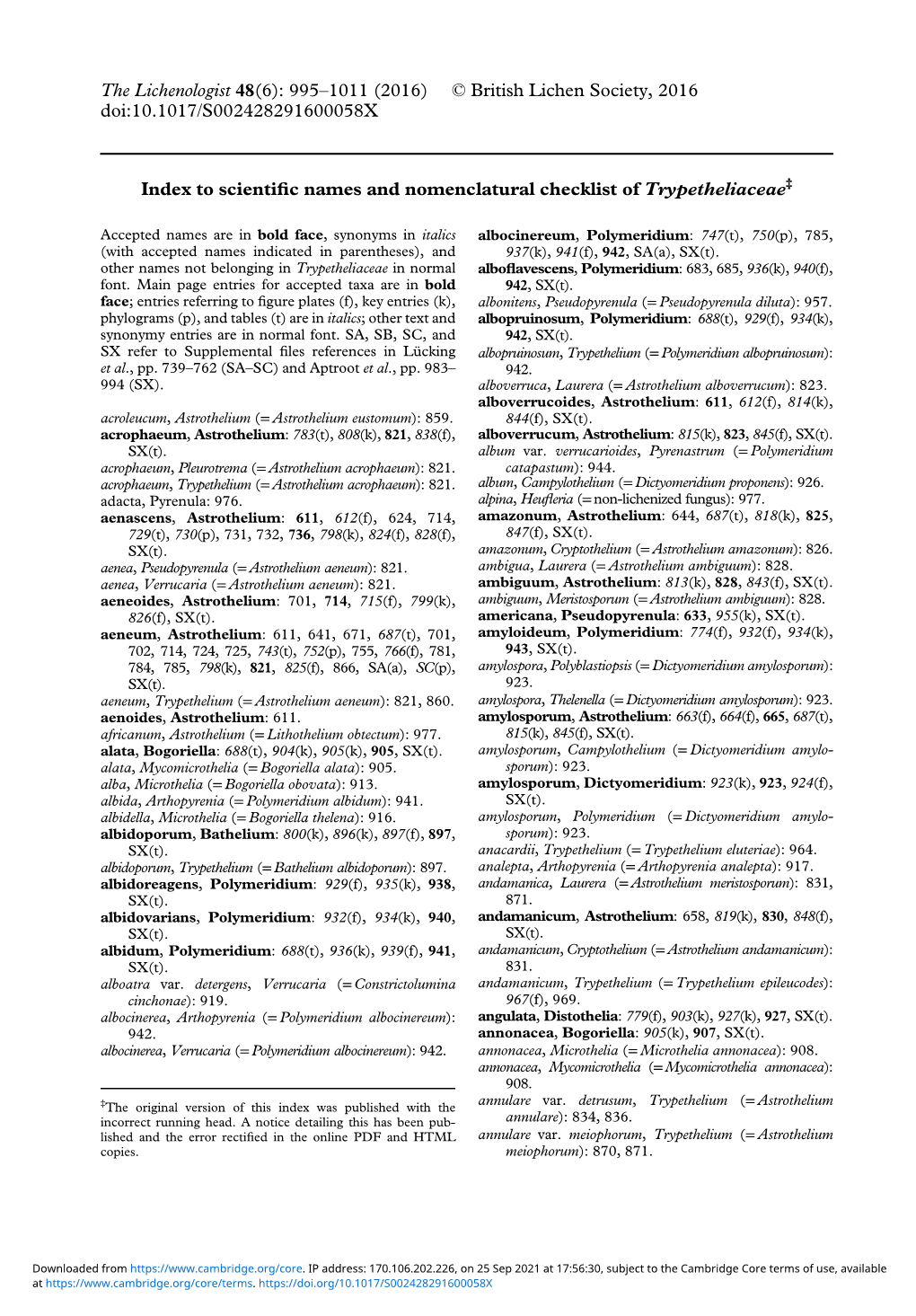 The Lichenologist 48(6): 995–1011 (2016) © British Lichen Society, 2016 Doi:10.1017/S002428291600058X