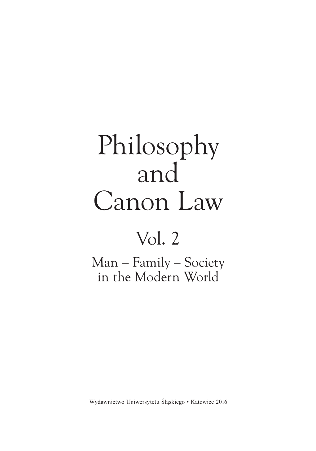 Philosophy and Canon Law