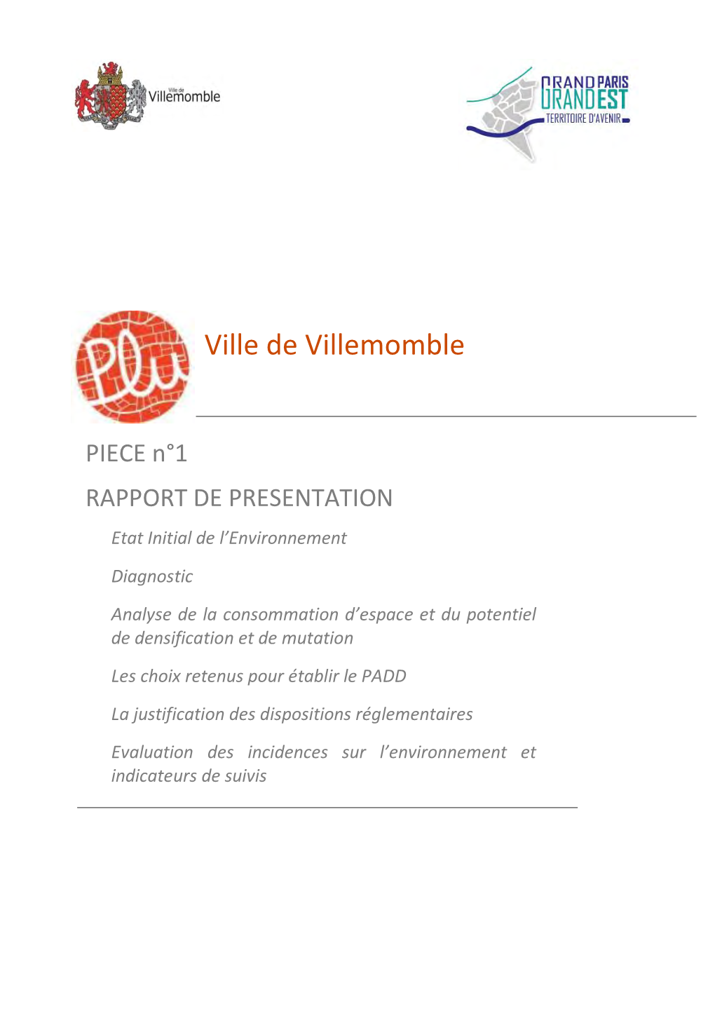 PIECE N°1 RAPPORT DE PRESENTATION