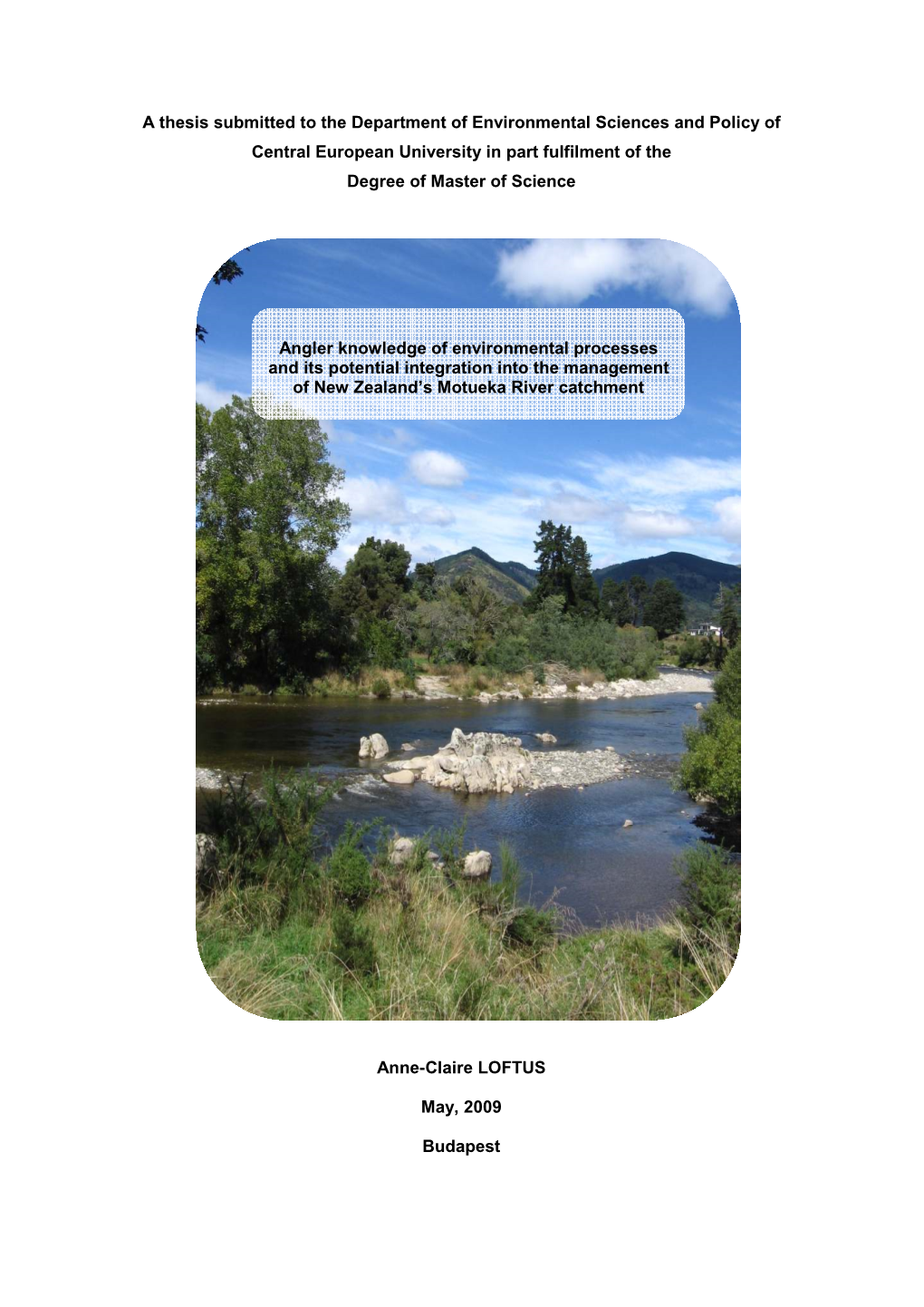 Angler Knowledge of Environmental Processes and Its Potential Integration Into the Management of New Zealand’S Motueka River Catchment