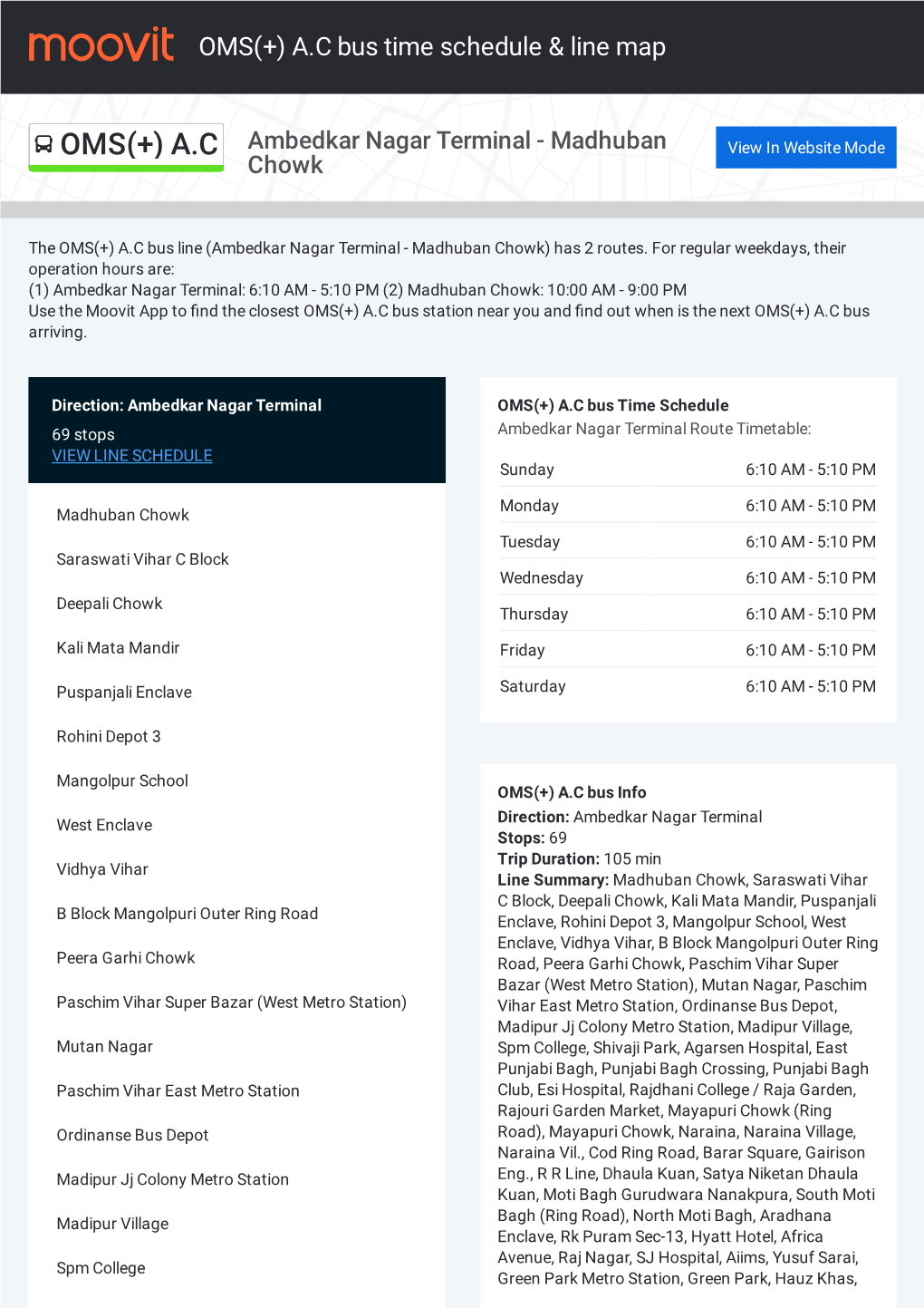 OMS(+) A.C Bus Time Schedule & Line Route