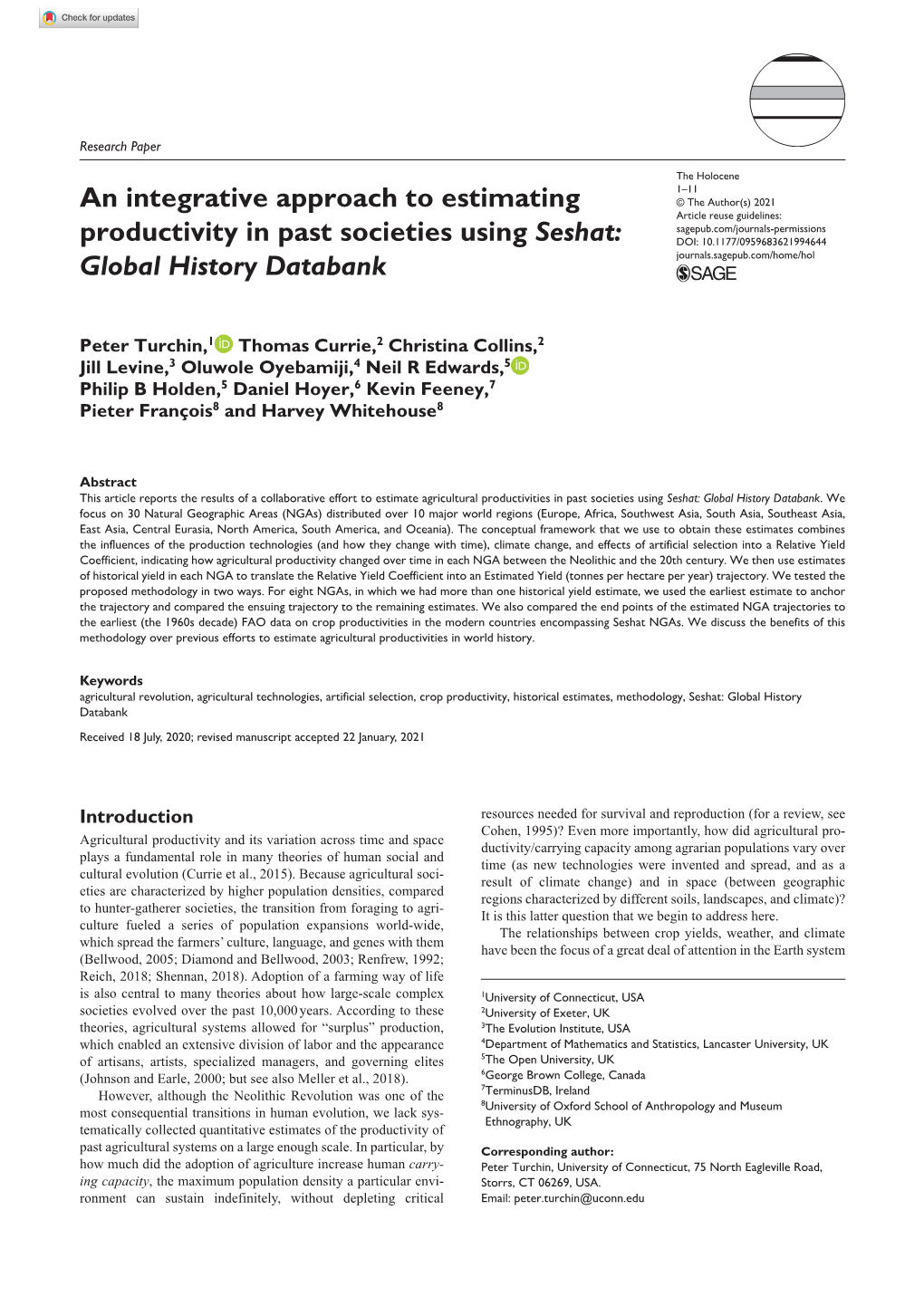An Integrative Approach to Estimating Productivity in Past Societies Using