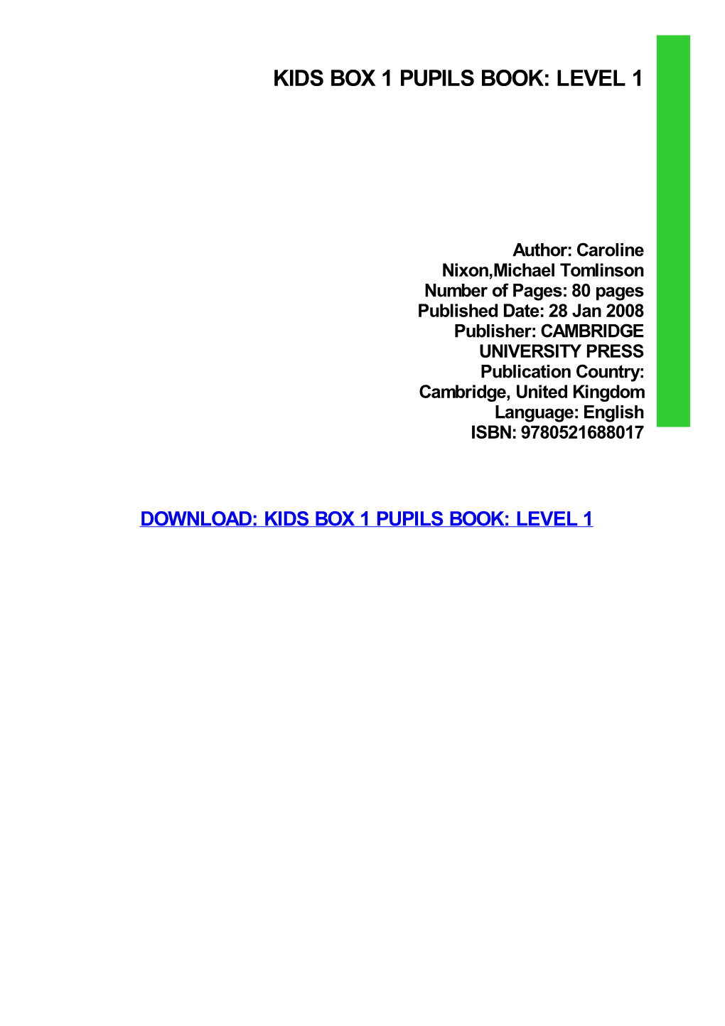 Kids Box 1 Pupils Book: Level 1 Pdf Free Download