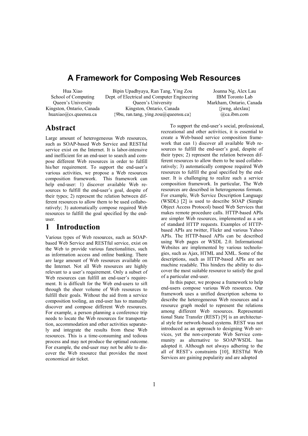 A Framework for Composing Web Resources Abstract 1 Introduction