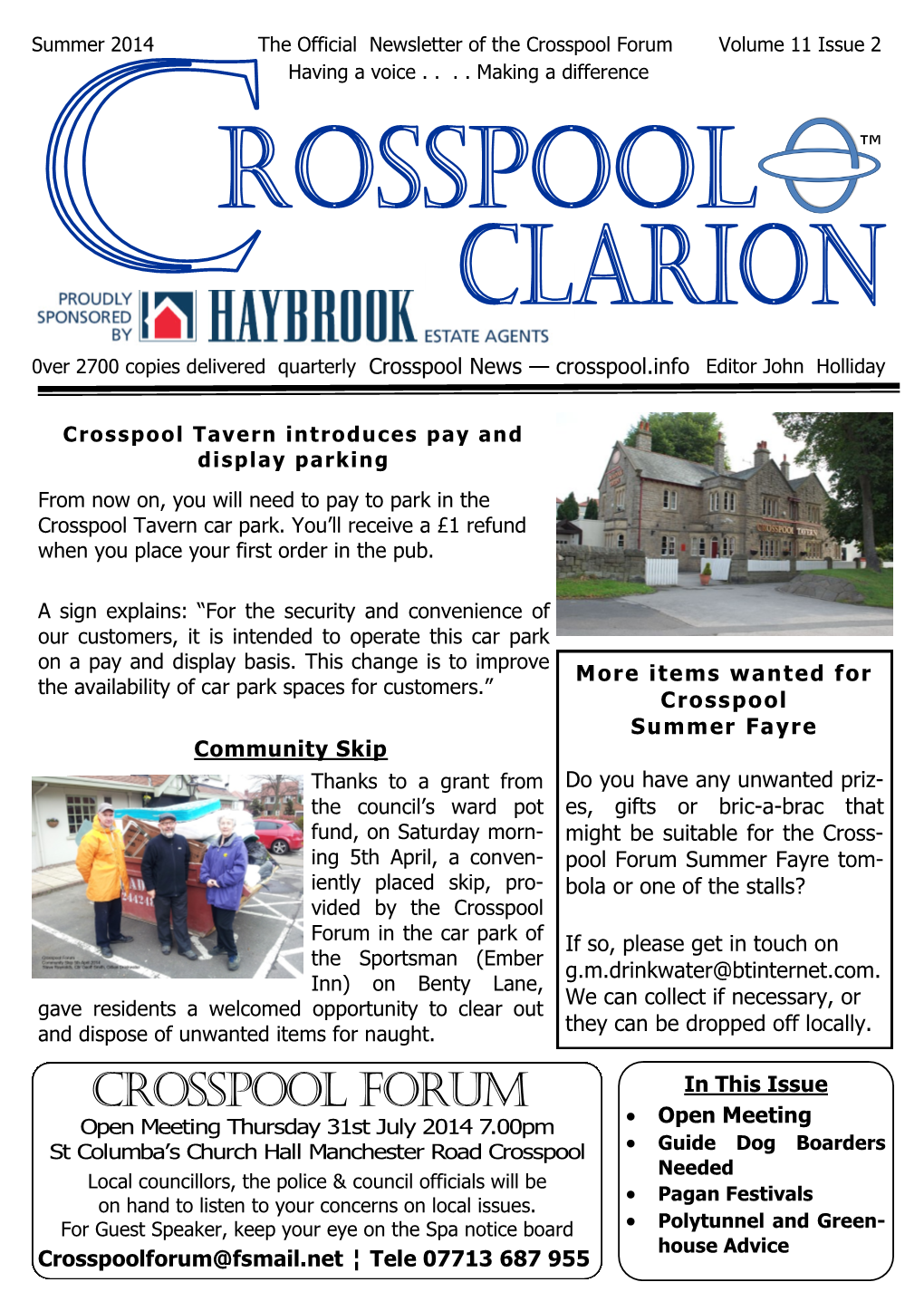 In This Issue • Open Meeting Crosspool News