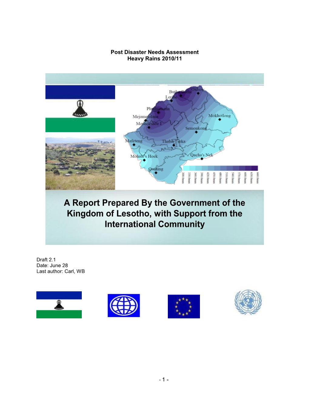 A Report Prepared by the Government of the Kingdom of Lesotho, with Support from the International Community