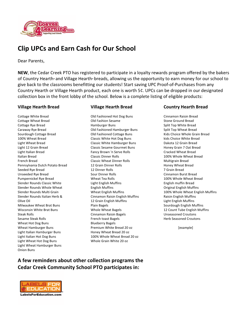 Clip Upcs and Earn Cash for Our School