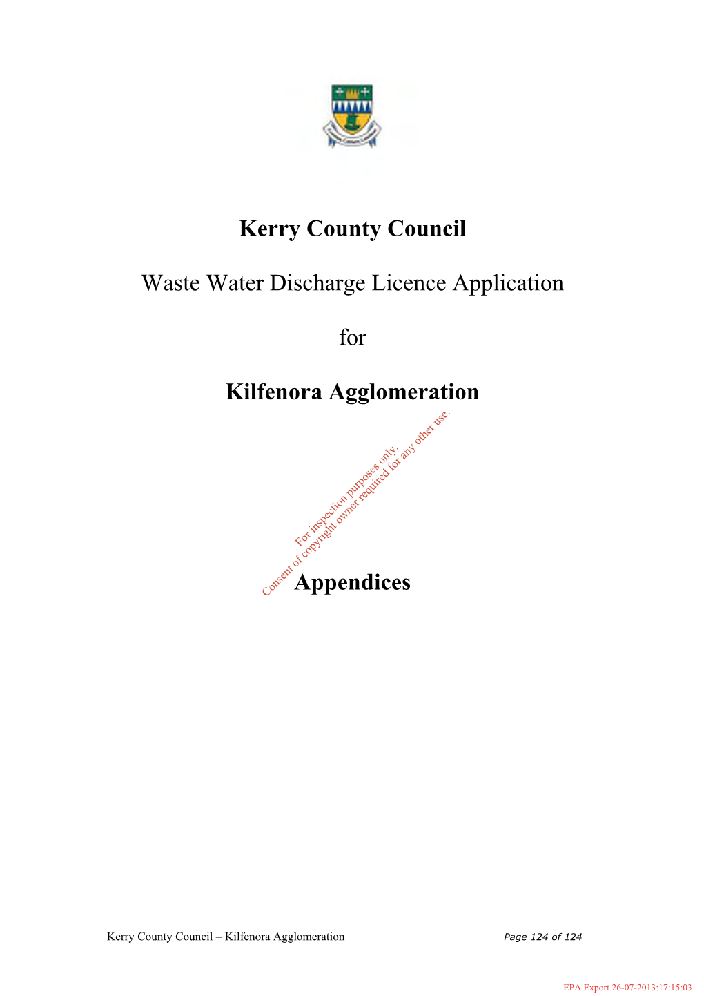 Kerry County Council Waste Water Discharge Licence Application For