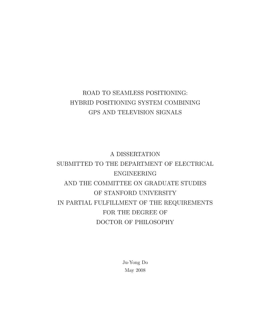 Hybrid Positioning System Combining Gps and Television Signals