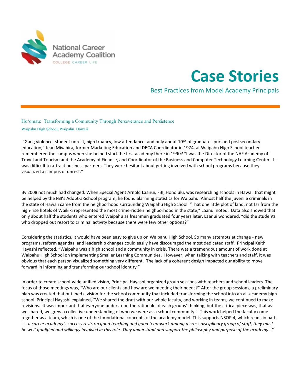 Case Stories Best Practices from Model Academy Principals