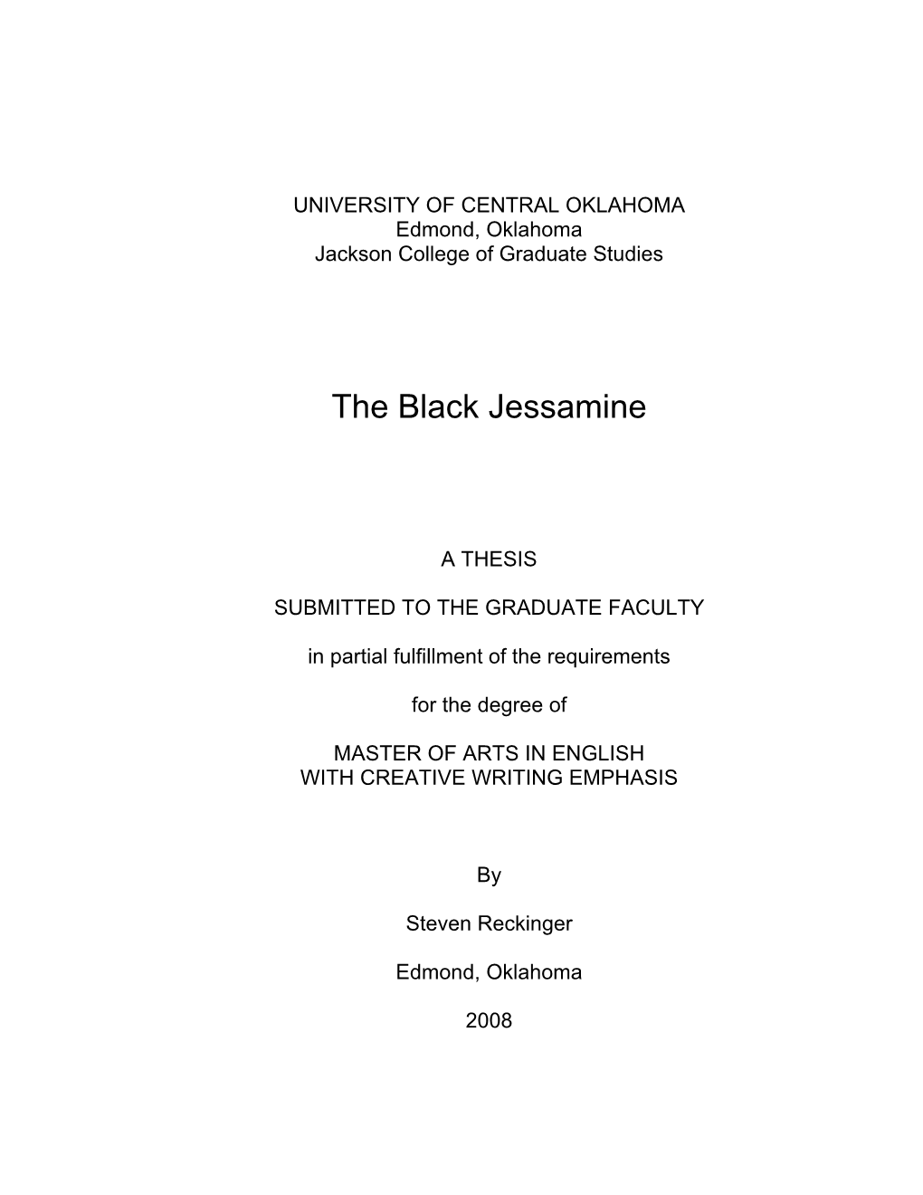 The Black Jessamine