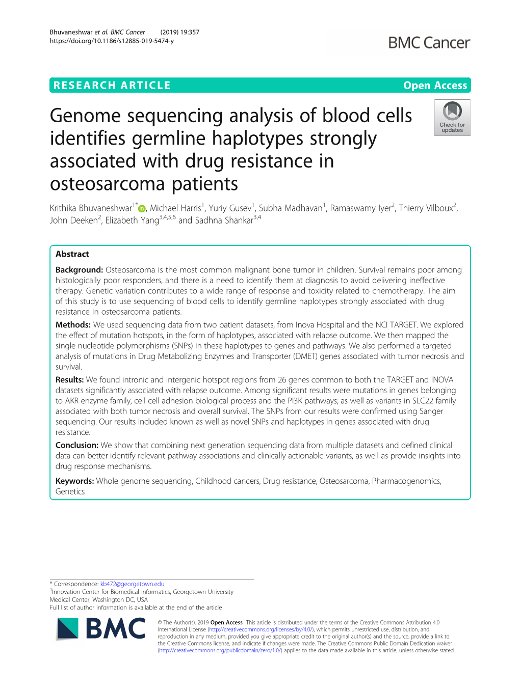 Genome Sequencing Analysis of Blood Cells Identifies Germline