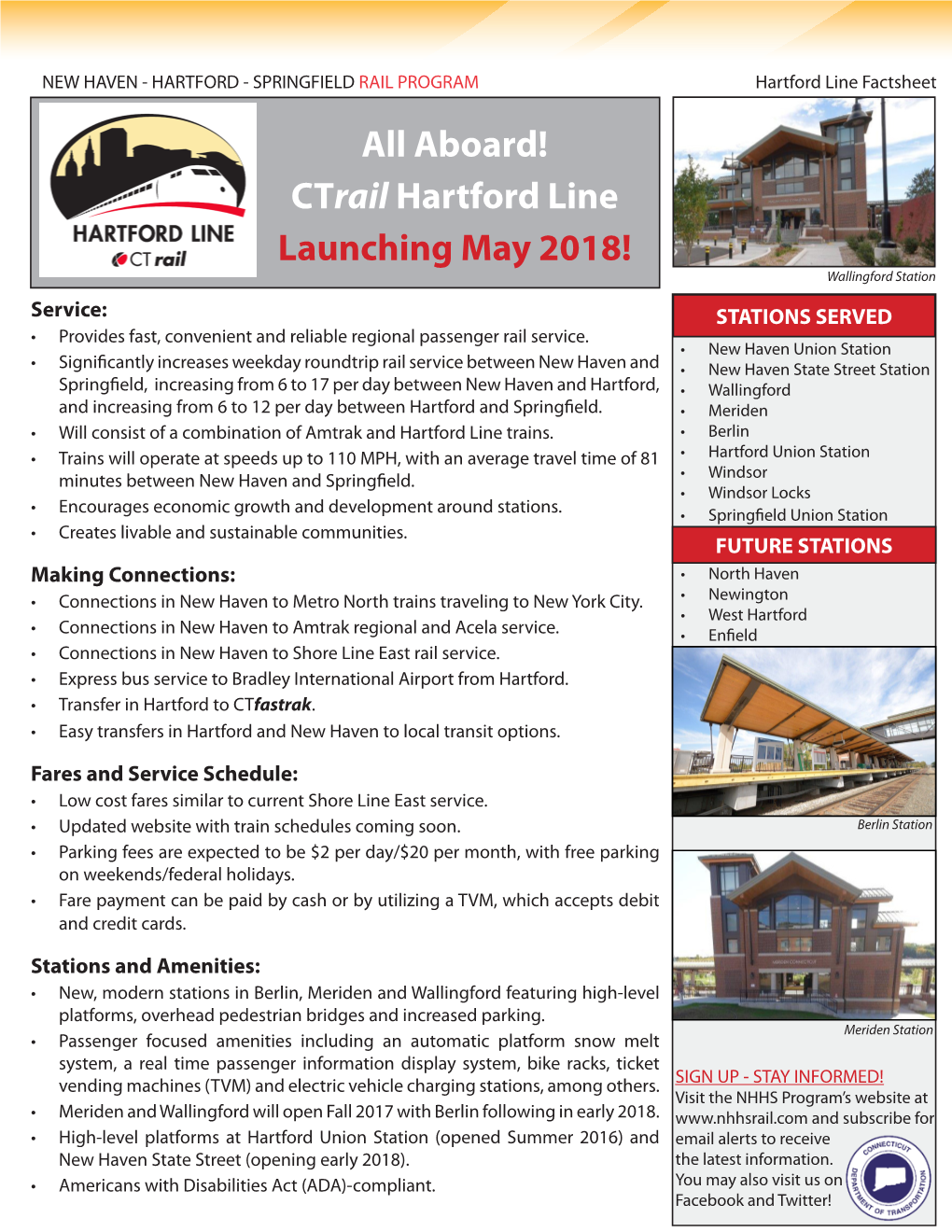 All Aboard! Ctrail Hartford Line Launching May 2018! Wallingford Station