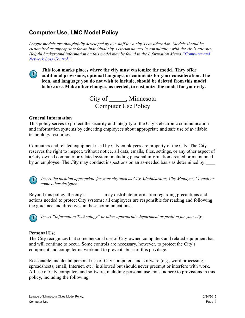 Computer Use, LMC Model Policy