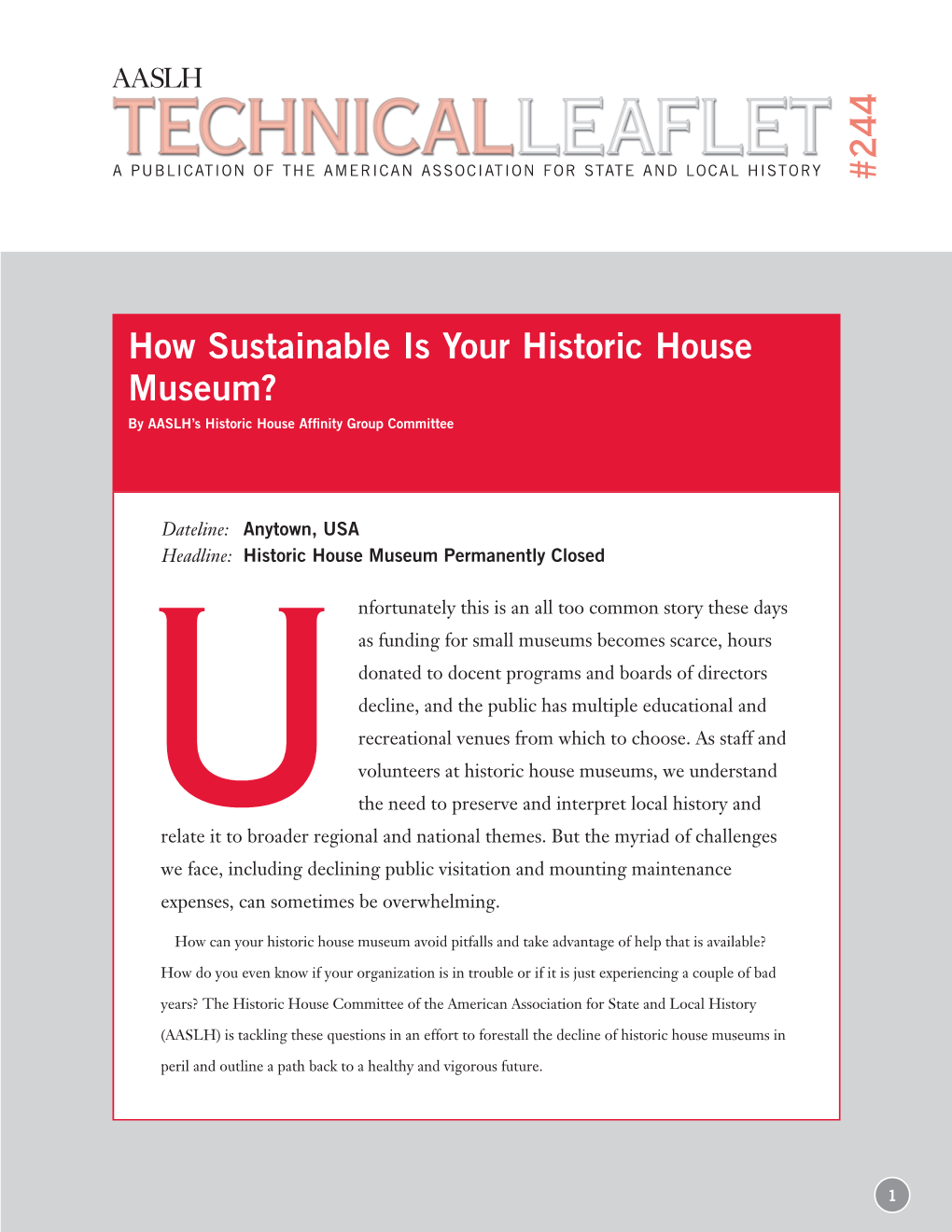 How Sustainable Is Your Historic House Museum? #244